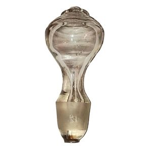1930s HAND-BLOWN Wine Bottle Stopper Clear Glass Swirl Top Clouded Glass